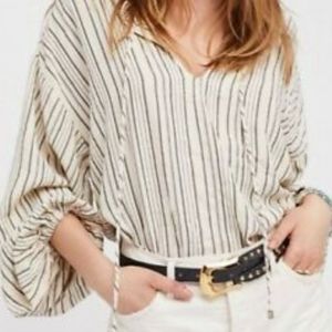 Free people Womens Bishop sleeves striped tunic Blose Size S
